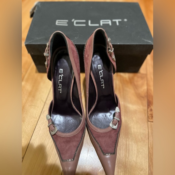 Size 38 US 7/7.5 E’Clat leather stilettos in gorgeous mauve colour, metal heel - Picture 5 of 8